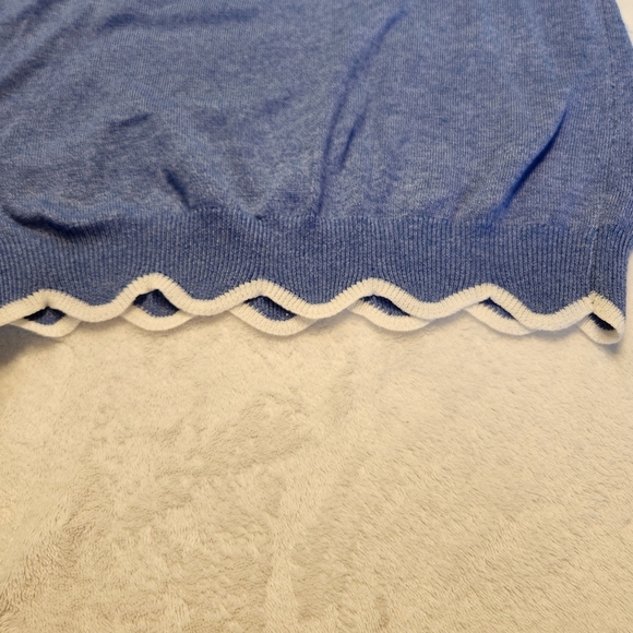 Misslook Blue Scalloped Women's Sweater Size M Clueless Preppy - Picture 7 of 9